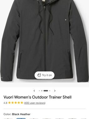 Vuori Outdoor Trainer Shell Women’s Black Heather Lightweight Jacket Size Small